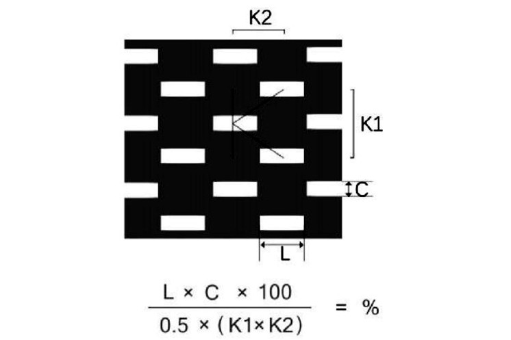 長(zhǎng)方孔k型錯(cuò)排開孔率計(jì)算